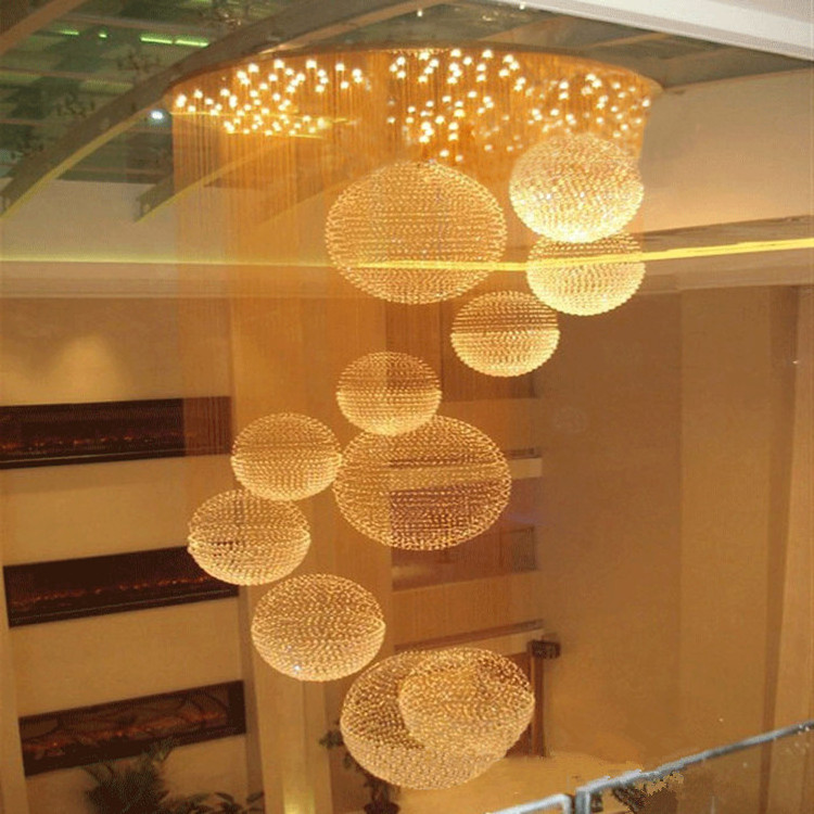 Hotel Pendant Lamp Water Wafer Ball Lamp Decorative Villa Hall Crystal Chandeliers Tassel Beads Ceiling Light