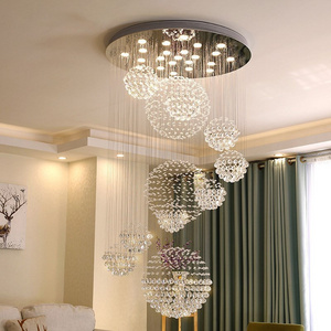 Hotel Pendant Lamp Water Wafer Ball Lamp Decorative Villa Hall Crystal Chandeliers Tassel Beads Ceiling Light