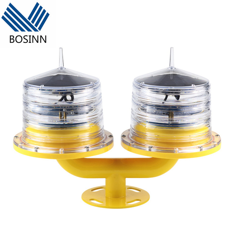 Solar Powered Aviation Obstruction Light Aircraft Double Beacon Aircraft Warning Lamp Solar Twin Heads Flash Lamp