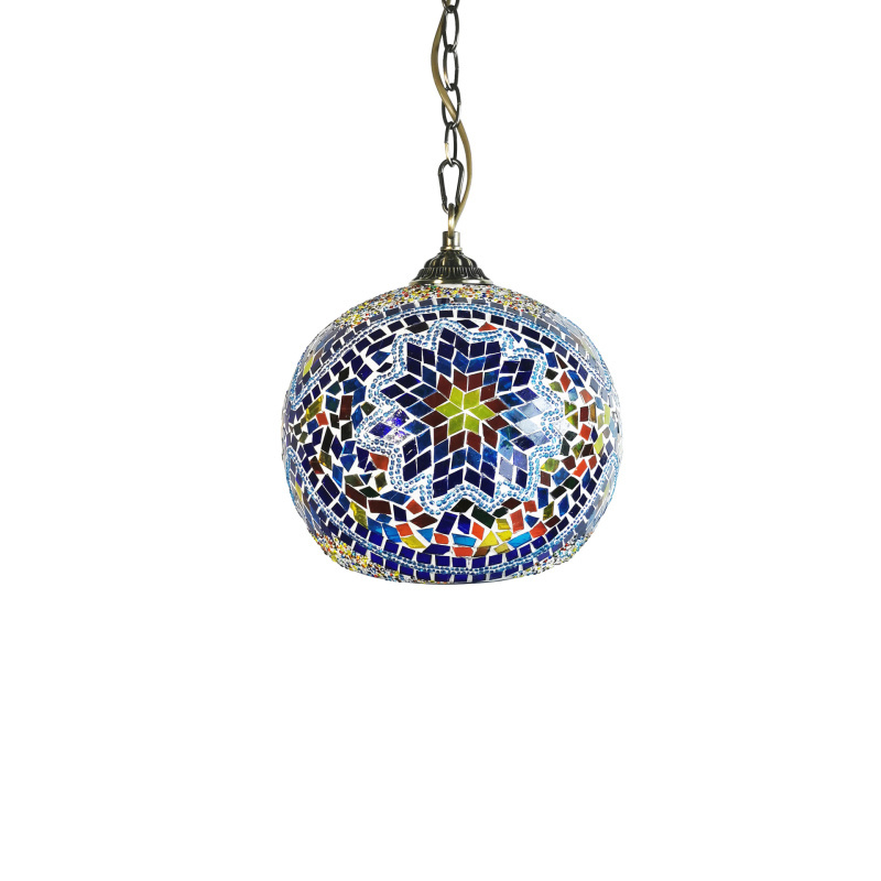 Turkish Mediterranean bohemian style colored glass lights single head chandelier coffee window pendant lamp