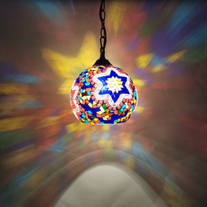 Turkish Mediterranean bohemian style colored glass lights single head chandelier coffee window pendant lamp