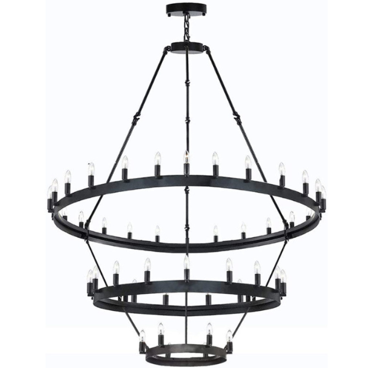 American Country Pendant Lights Industrial Rustic Living Room Black Iron Lamp Wagon Wheel Candle Holder Chandelier