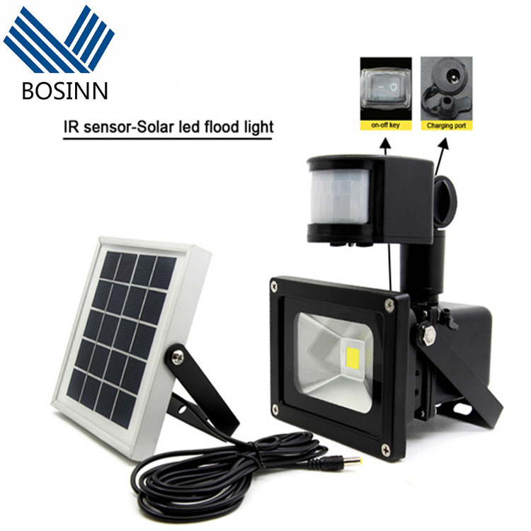 Garden Solar Wall Light 50W Rechargeable Flood Lights with 3 Meters Cable Wire PIR Sensor Solar Panel Spotlight