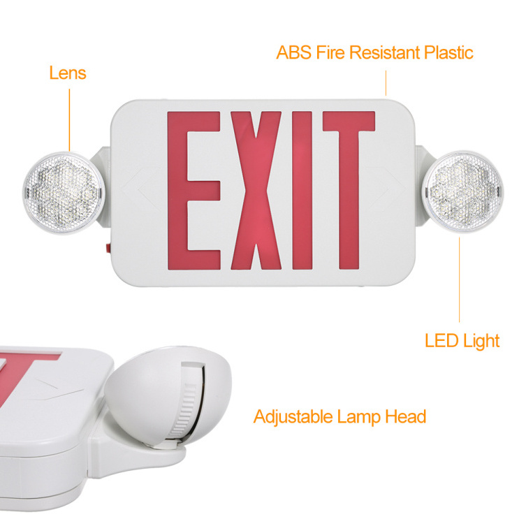 Durable Combination Emergency Lighting Combo Exit Sign Construction Building orch Hotel Hallway Indicator Drop