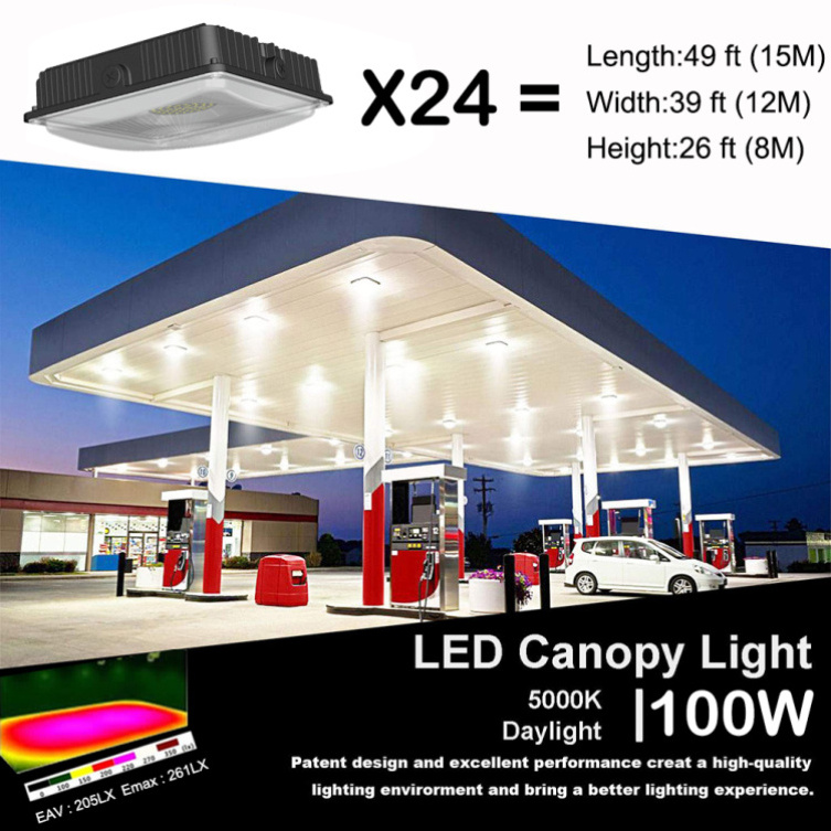 LED Square Canopy Lights Dark Bronze Finish 5 Year Limited Warranty Ideal for Indoor Outdoor Application Canopy Lamps