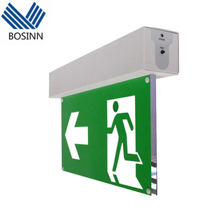 Emergency Warning Two Head Led Exit Sign Light Combo Sign Red Green Wall Surface Mounted Fire Led Emergency Lighting