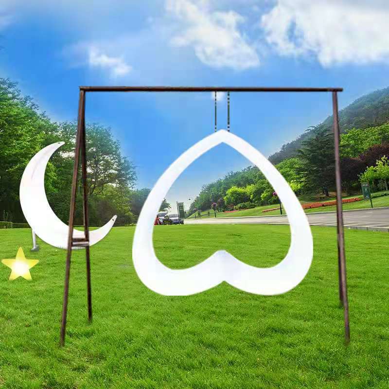 Solar Powered Led Swings Luminous Hanging Chair Seat Moon Sculpt Lamps Bench Leisure Seat Patio Luminous Swing