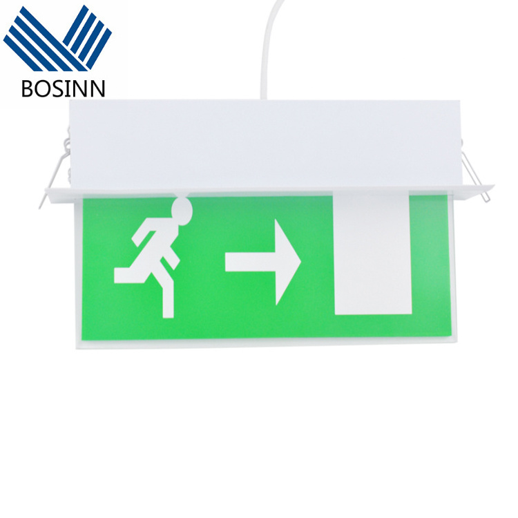 Emergency Warning Two Head Led Exit Sign Light Combo Sign Red Green Wall Surface Mounted Fire Led Emergency Lighting