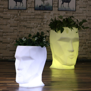 Garden Glowing Sculpture Cylinder Lights Plastic Skeleton Flower Pot Solar Motif Light Garden Illuminated Planter