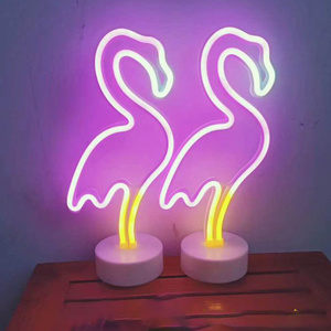 Led Neon Lamp Party Motif Flamingo Pineappl Colorful Night Light for Bedroom Decoration Neon Sign Wallpaper Lamps