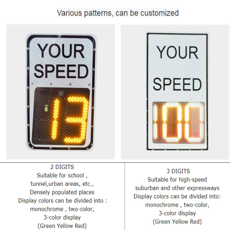 Doppler Radar Speed Limit Sign Feedback SIM Card Memory Solar Display Screen Reflective Road Safety Warning Sign Radar