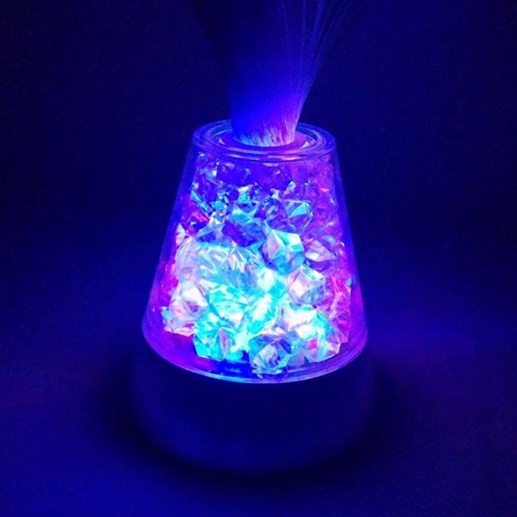 Fountain Night Lamp Battery Operated Glow RGBW Crystal Base Fiber Optic Light Salon Party Decorative Lighting