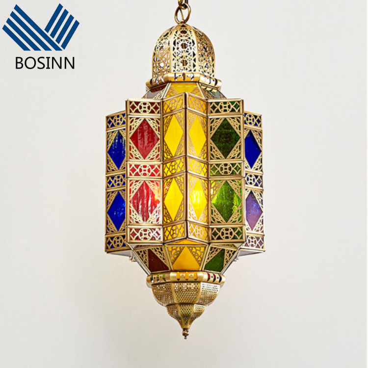 Morocco Lighting Copper Art Arabian Chandelier Elegant Hotel Muslim Hotel Ceiling Lights Villa Hang Pendant Lamp