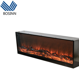 Indoor/Outdoor Sideline Electric Fireplace Wall Recessed or Wall Mount Realistic Color Flame No Heat Fireplace