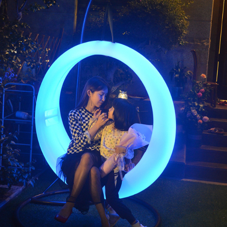 Playground Swing Chair Circular Patio Swings Ring Yoga Room PE Plastic Lighting Cradle Glowing Swing Props