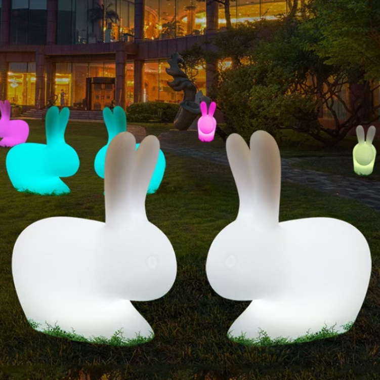 Rabbit Led Night Light Children Baby Kids Toy Bedside Lamp RGB Multicolor Nursery Rhymes Landscaping Rabbit Lantern