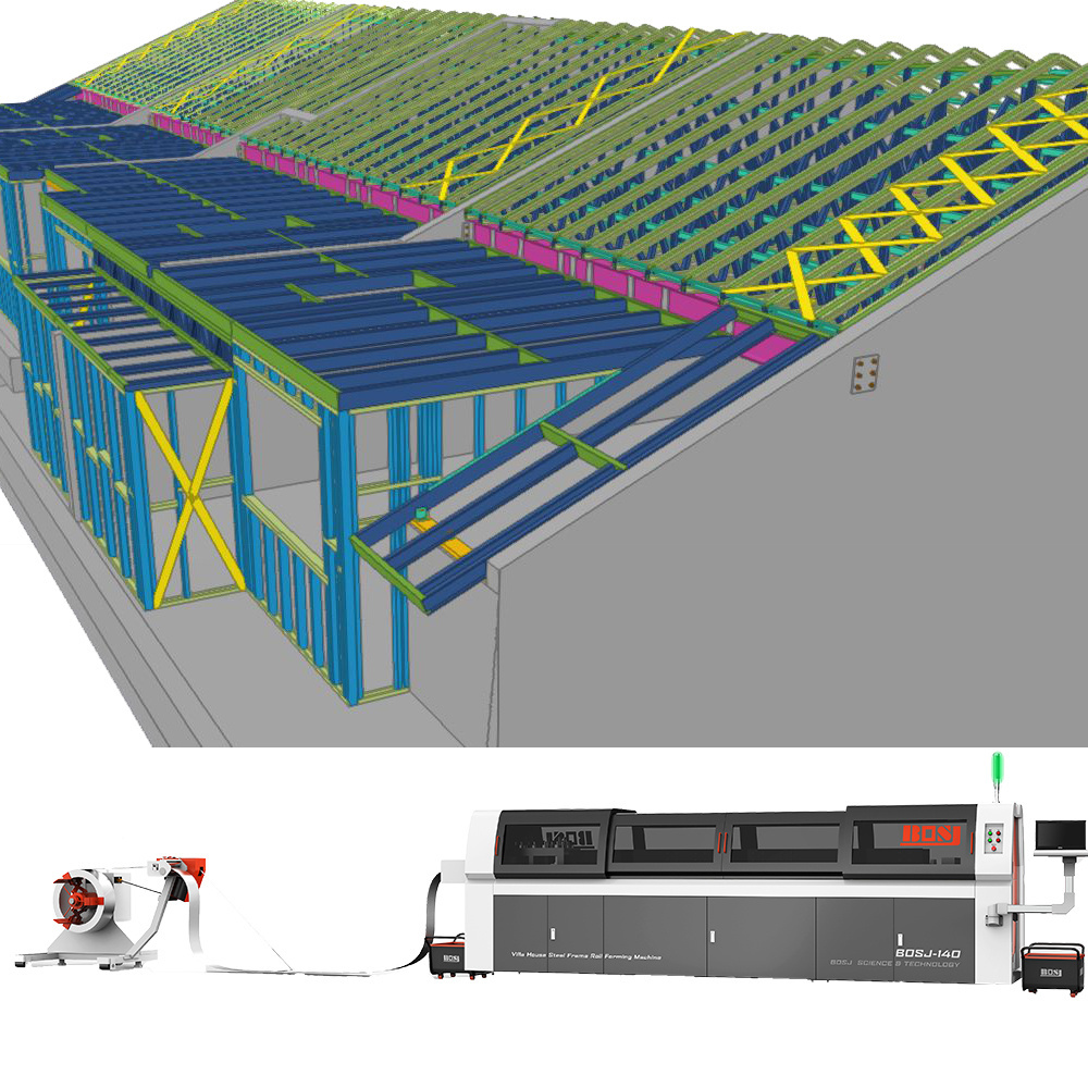 BOSJ Colored Light Gauge Steel Keel Truss Framing Making Cold Roll Forming Machine Metal Rolling Machines