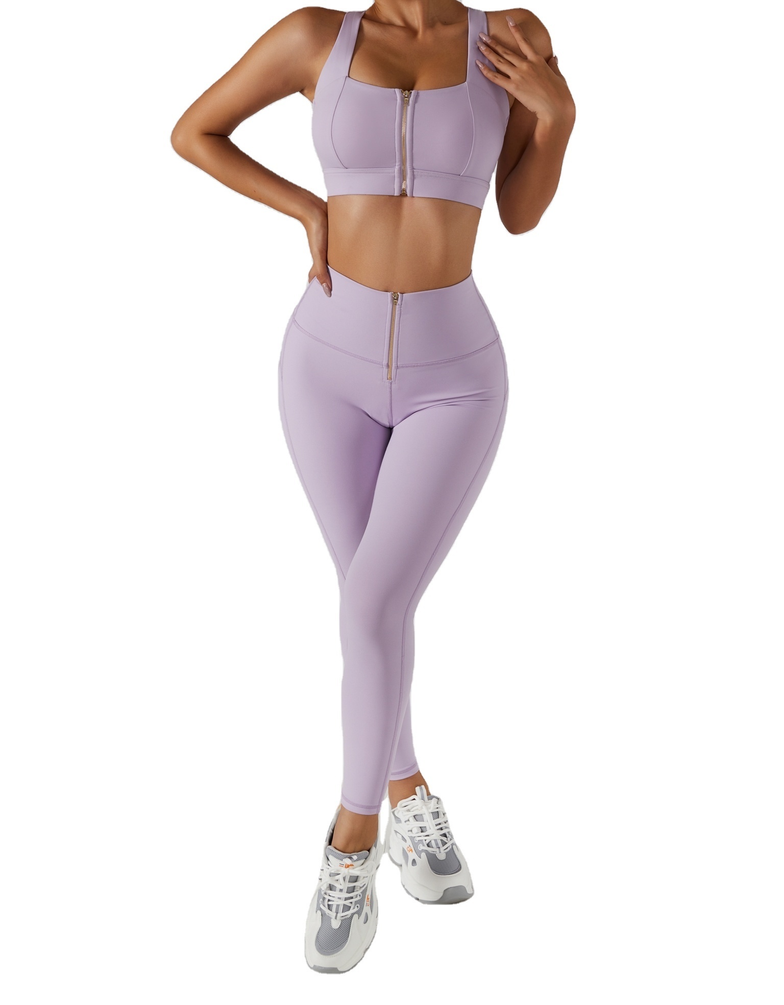 Boskims Custom Logo Wholesale Front Zipper Gym Clothes High Waist Sexy Workout Shorts Set Women Sweatsuit 2 Piece Yoga Set