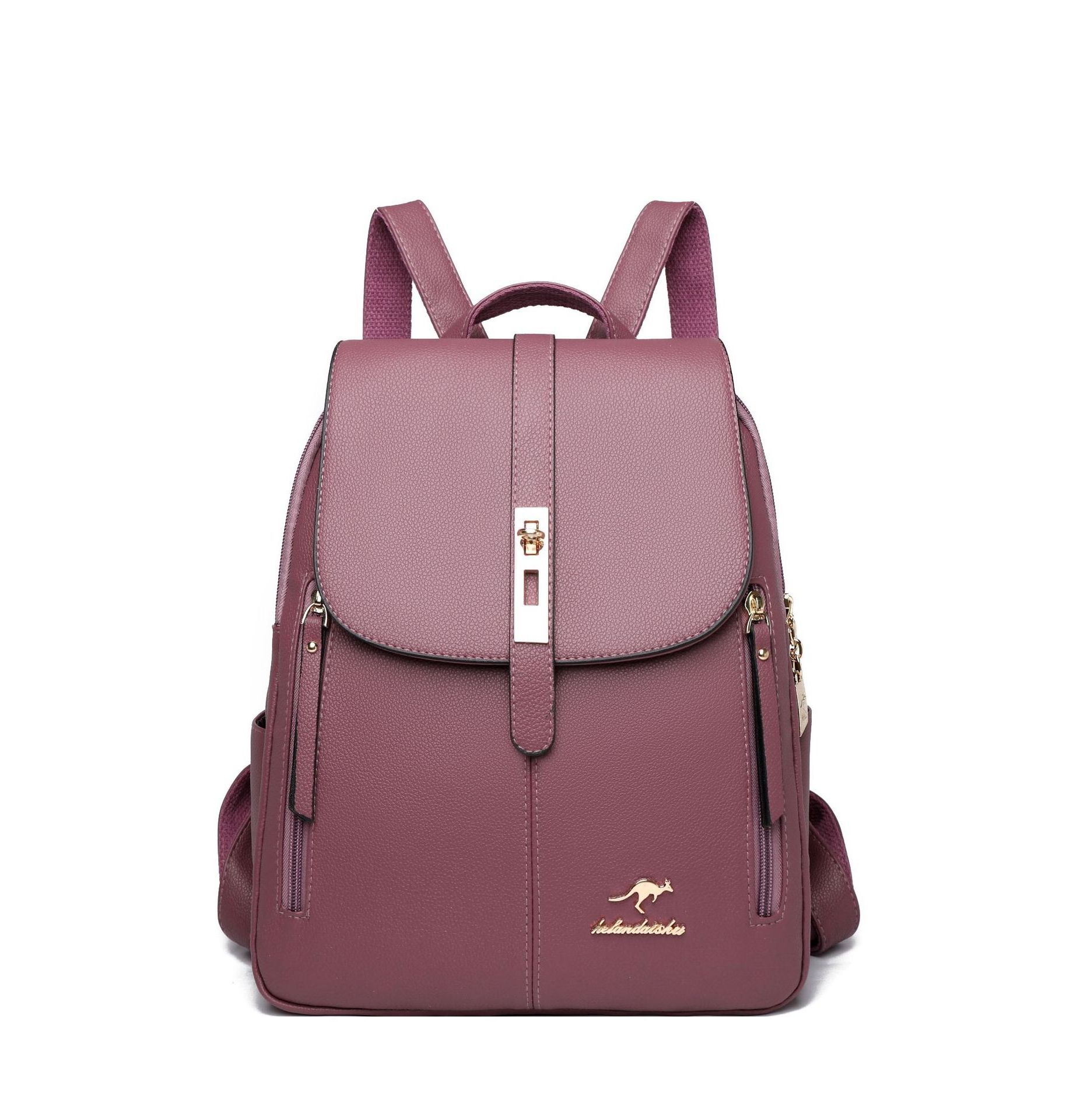 Korean version Women's backpack new simple large capacity PU leather travel casual female backpack with lock buckle for girls