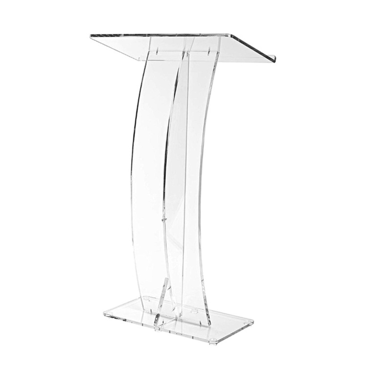 Lectern for Lectures Recitals Speech Acrylic Clear Black Curved Stand Podium