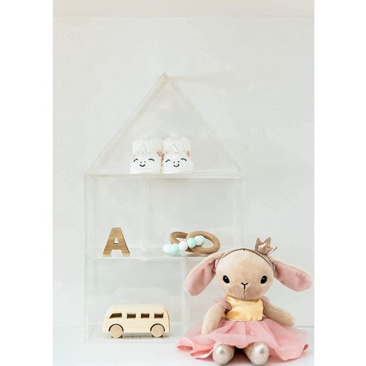 House-Shaped Clear Acrylic Floating Shelf Room Organizer with Mounting Hardware Bedroom Bathroom Nursery Storage