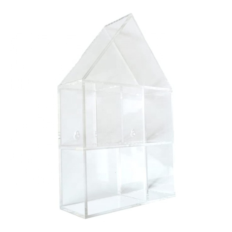 House-Shaped Clear Acrylic Floating Shelf Room Organizer with Mounting Hardware Bedroom Bathroom Nursery Storage