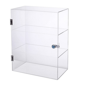 Clear Lockable Showcase for Collectibles Countertop Display Rack Storage Display box Acrylic Display Case 3 Shelf with Lock