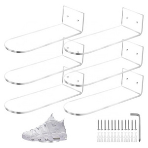 ACRYLIC FLOATING SHOE DISPLAY WALL MOUNT FOR DISPLAYING SHOES CLEAR SNEAKER SHELVES TO DISPLAY SHOE WALL SHELF