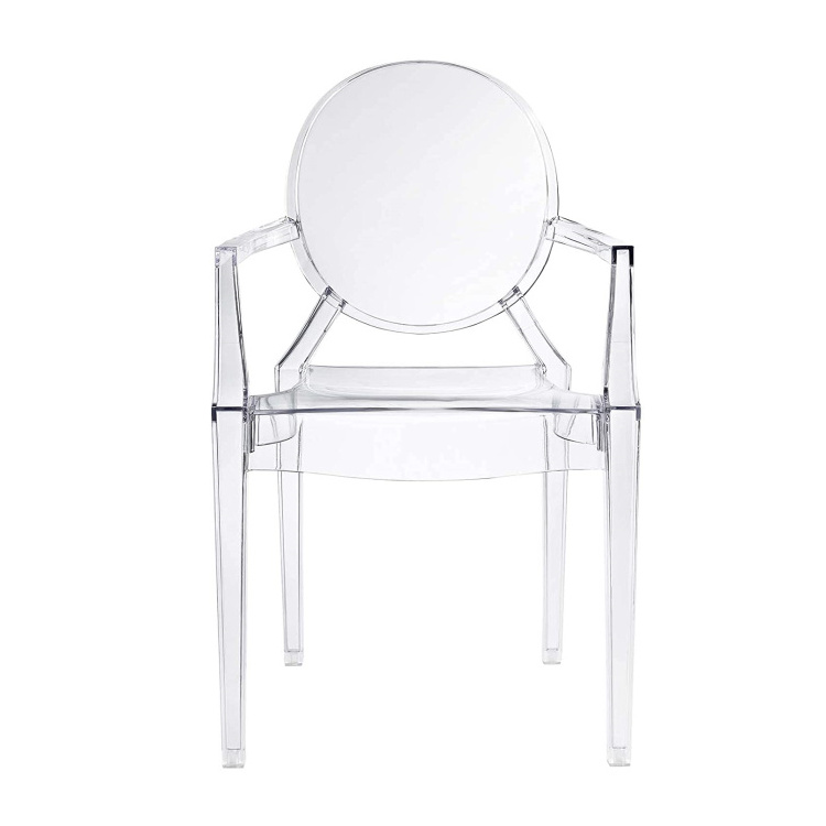 Modern Furniture  Polycarbonate Dining Chair Crystal Transparent Plastic Clear Acrylic Ghost Chair with Arms