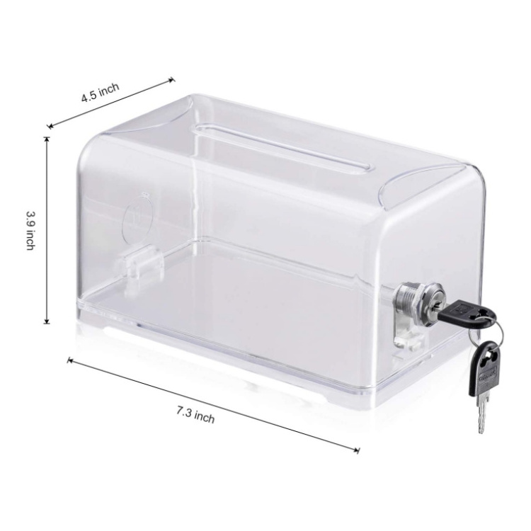 Clear Ballot Box Transparent Acrylic Donation Box With Lock Saving Money Storage Box Lids For Business Cards Fundrais