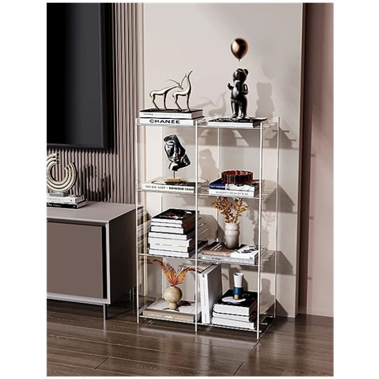 Acrylic Narrow Bookshelf Corner Book Shelf Organizer for Kids Modern Display Storage