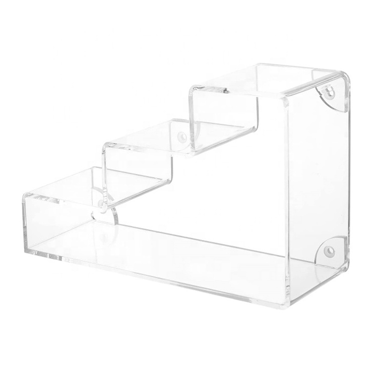 Clear Acrylic 3 Tier Staircase Cascading Floating Shelf Collectible Display Case Acrylic Display Wall Shelf