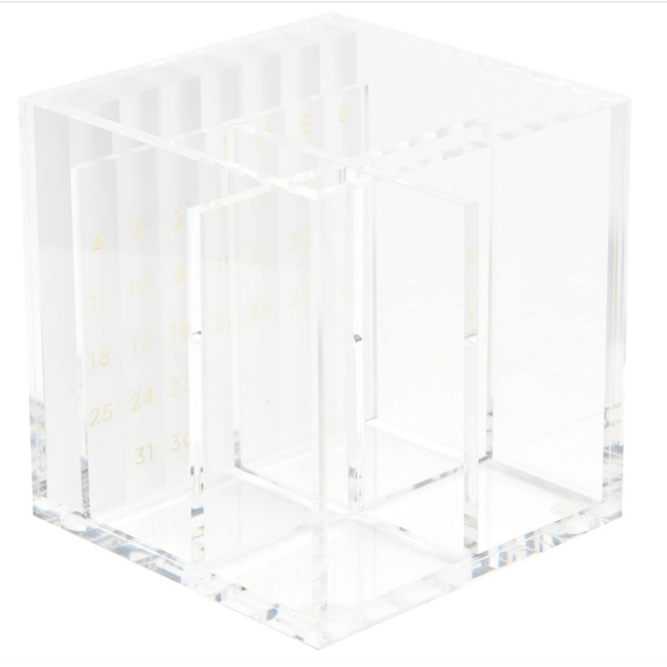 Clear Acrylic Perpetual Calendar pencil organizer and Pencil Bloc Two Compartment Pen Cup, Office Supplies for home