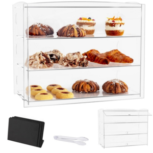 Transparent Acrylic Display Case 3 Layer Bakery Pastry Display Case Dessert for figurines coins sports memorabilia weapons