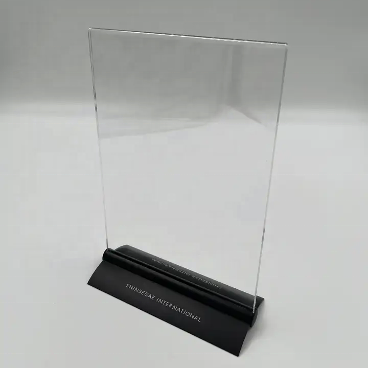 Laser Engraving Transparent Acrylic Menu Holder Sign Holder with a Detachable Metal Base