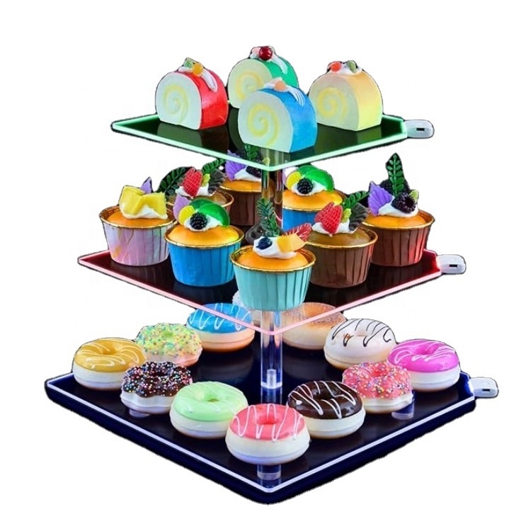 Easy to Assemble Multi-purpose Acrylic Cupcake Rack Square Transparent Cupcake Tower Display Rack for  Party Christmas Wedding