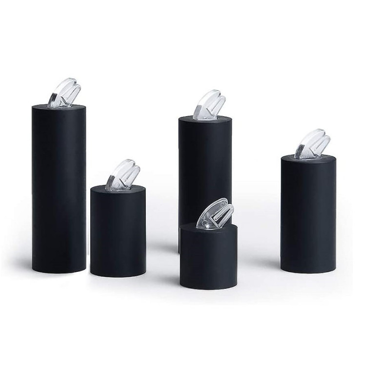 Custom Sizes Best Selling Fashion Black Acrylic Ring Display Stand 7 Piece Acrylic Cylinder Ring Display Holder