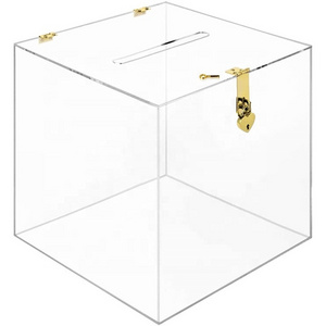 Wholesale Clear Acrylic Wedding Card Box with Slot and Gold Metallic Lock Buckle,Card Holder Gift Box for Weddings,Anniversaries