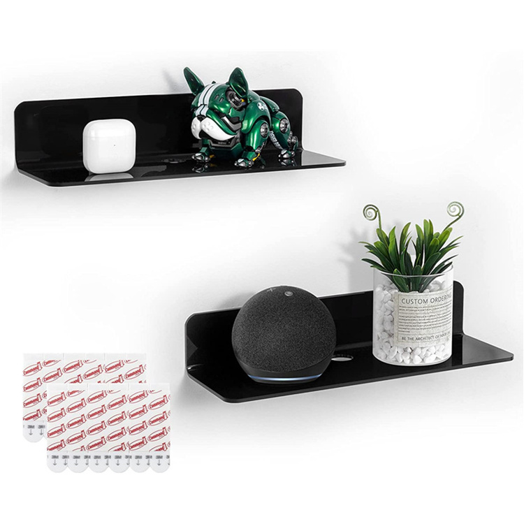 Acrylic Floating Wall Shelves Small Display Shelf for Smart Speaker /Action Figures with Cable Clips used Wall Space