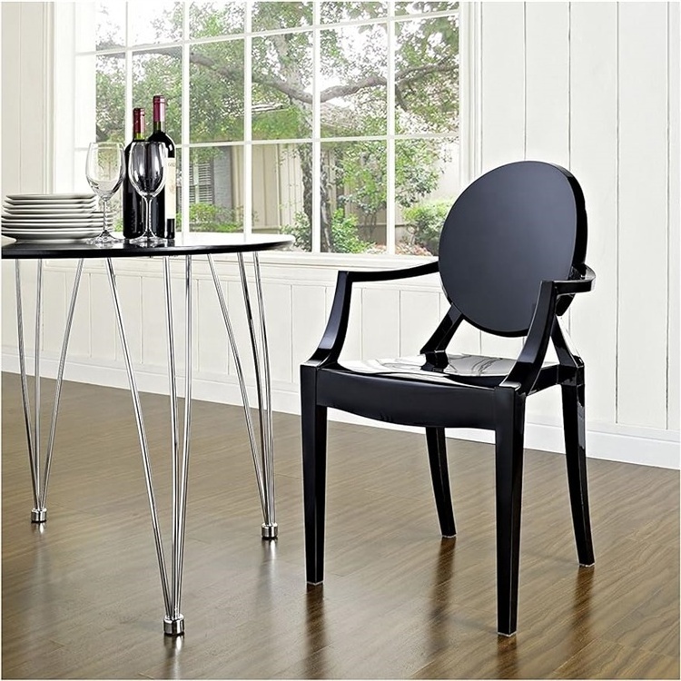 Fashion Rugged Acrylic Black Stacked Chair Acrylic Dining Room Armchair for Living Room Dining Room Computer Table