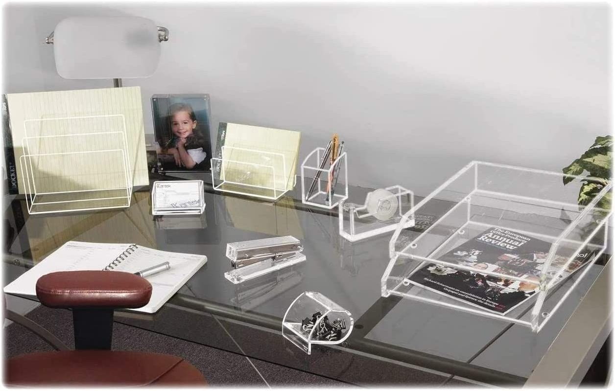 Clear Acrylic Double Letter Tray Acrylic Desk Paper Organizer Drawer Stackable Cosmetic Organizer File and Letter Tray Desk