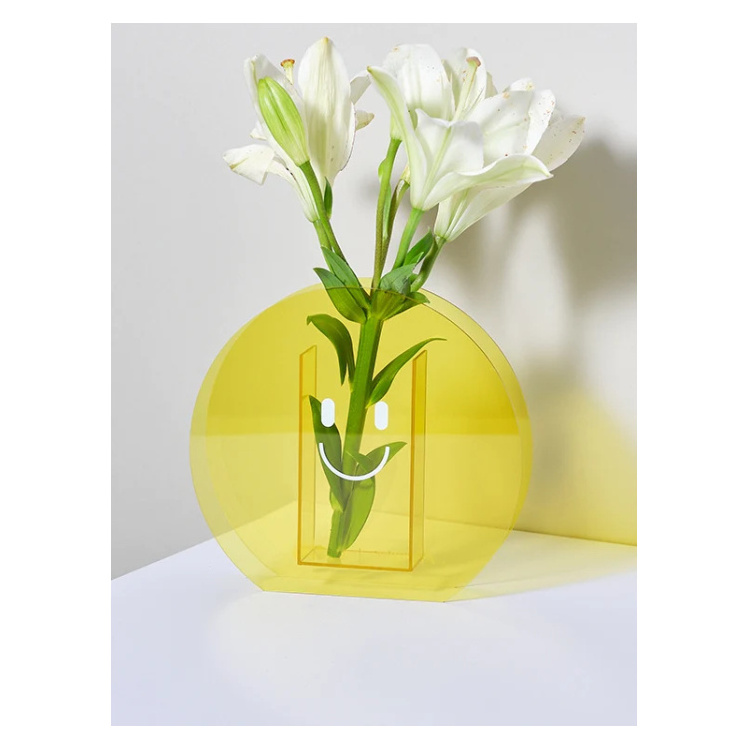 CUTE COLOR PINK PLEXIGLASS  VASE FLOWER ACRYLIC  VASE FOR PLANT WEDDING BIRTHDAY TABLE HOME OFFICE DECORATION TABLE