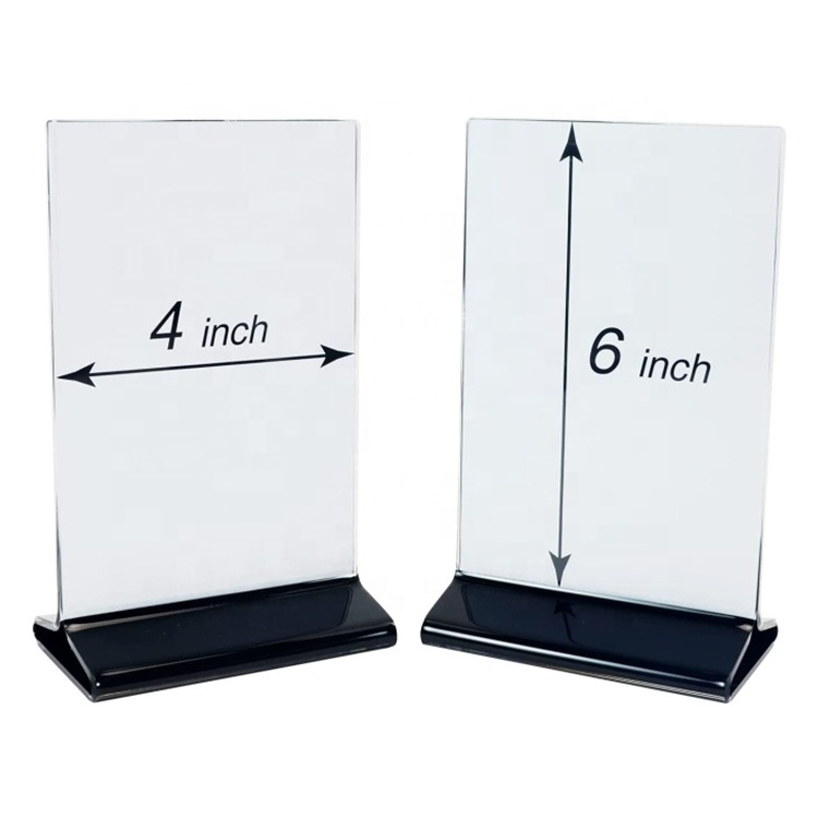 Convenient Versatile Uses 2-Sided Acrylic Sign Holder Table Tent Menu Holder with a Black Base