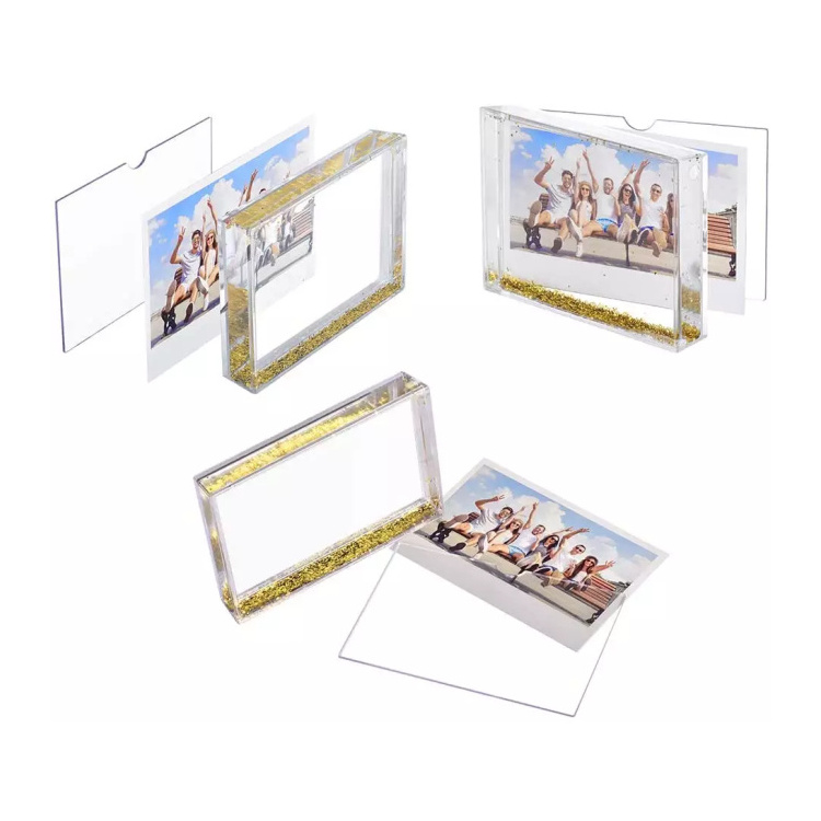 WATER SNOW GLOBE RESIN ACRYLIC PHOTO FRAME 4*6 PLASTIC PICTURE INSERT SNOW GLOBE WITH FLOATING GLITTER