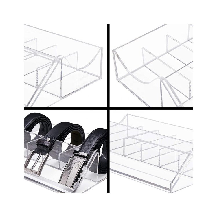 Hot Sales Clear Acrylic Belt Organizer Display For Clothing Belt Acrylic Display Stand For Shop Show Home Mall Holder Case