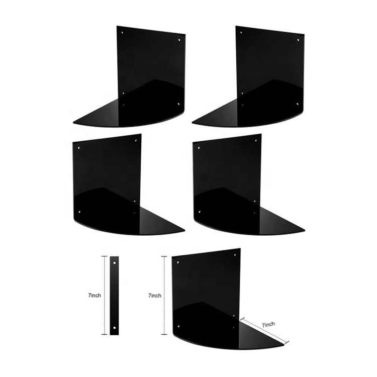 Simple Black Acrylic Floating Corner Shelf Wall Mount Corner Shelf for Living Room Bathroom Kitchen Office and More