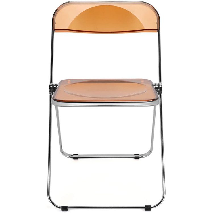 Modern Transparent Acrylic Folding Chair Plastic Chairs Plastic Living Room Dining Chair with Metal Hot Sale