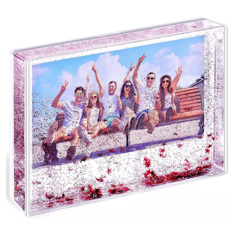 WATER SNOW GLOBE RESIN ACRYLIC PHOTO FRAME 4*6 PLASTIC PICTURE INSERT SNOW GLOBE WITH FLOATING GLITTER