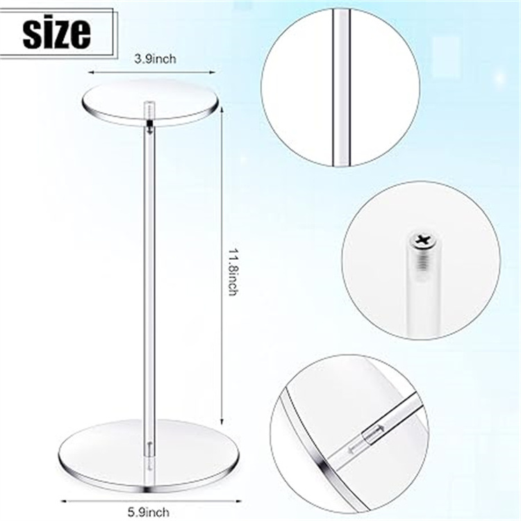 Simple Bench Acrylic 2 Piece Hat Stand Acrylic Wig Hat Display Rack Circular Barbell Base Display Riser for Hat