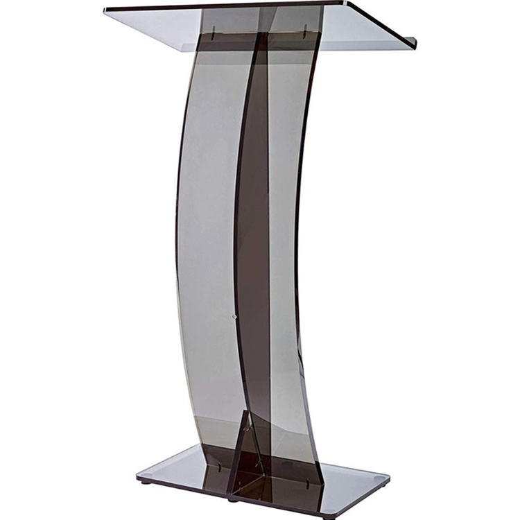 Lectern for Lectures Recitals Speech Acrylic Clear Black Curved Stand Podium